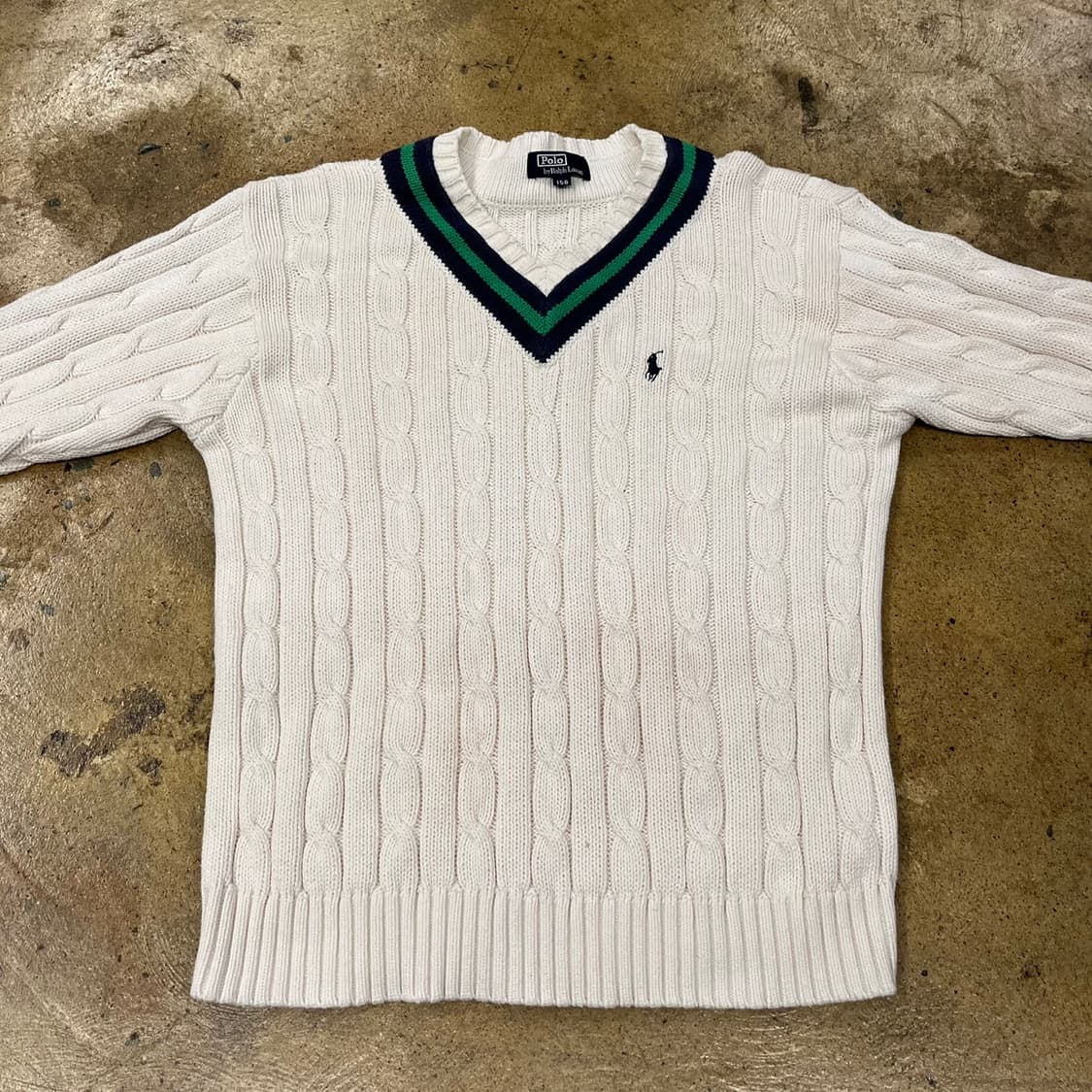 폴로 랄프로렌 브이넥 꽈배기 니트 150 상품이미지3