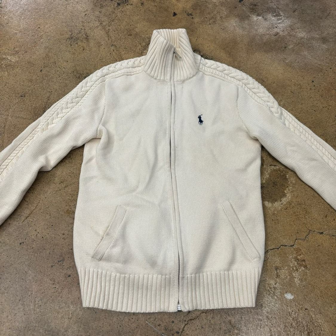 폴로 랄프로렌 화이트 꽈배기 트랙탑 니트 집업 상품이미지3