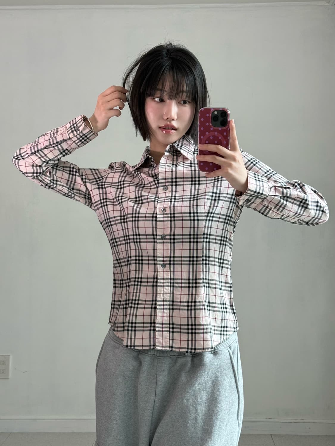 버버리 핑크 노바 체크 셔츠 상품이미지3