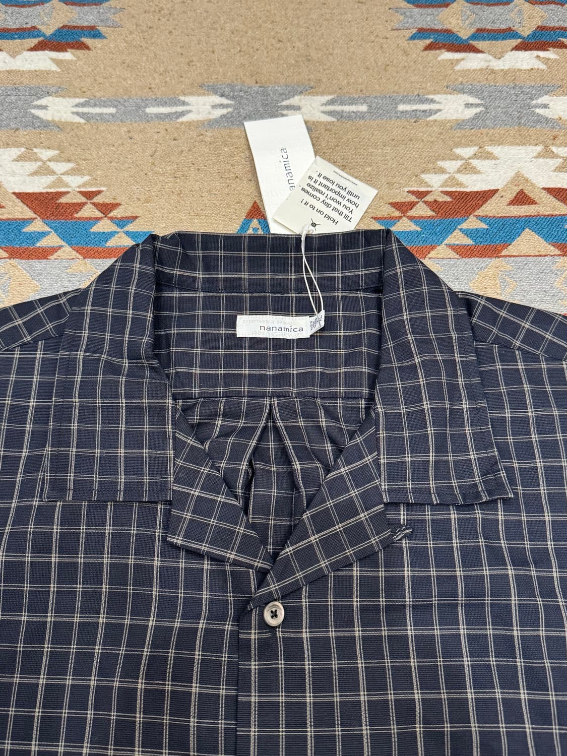 [XL][105] 나나미카 오픈 카라 파나마 플레이드 셔츠 네이비 상품이미지2