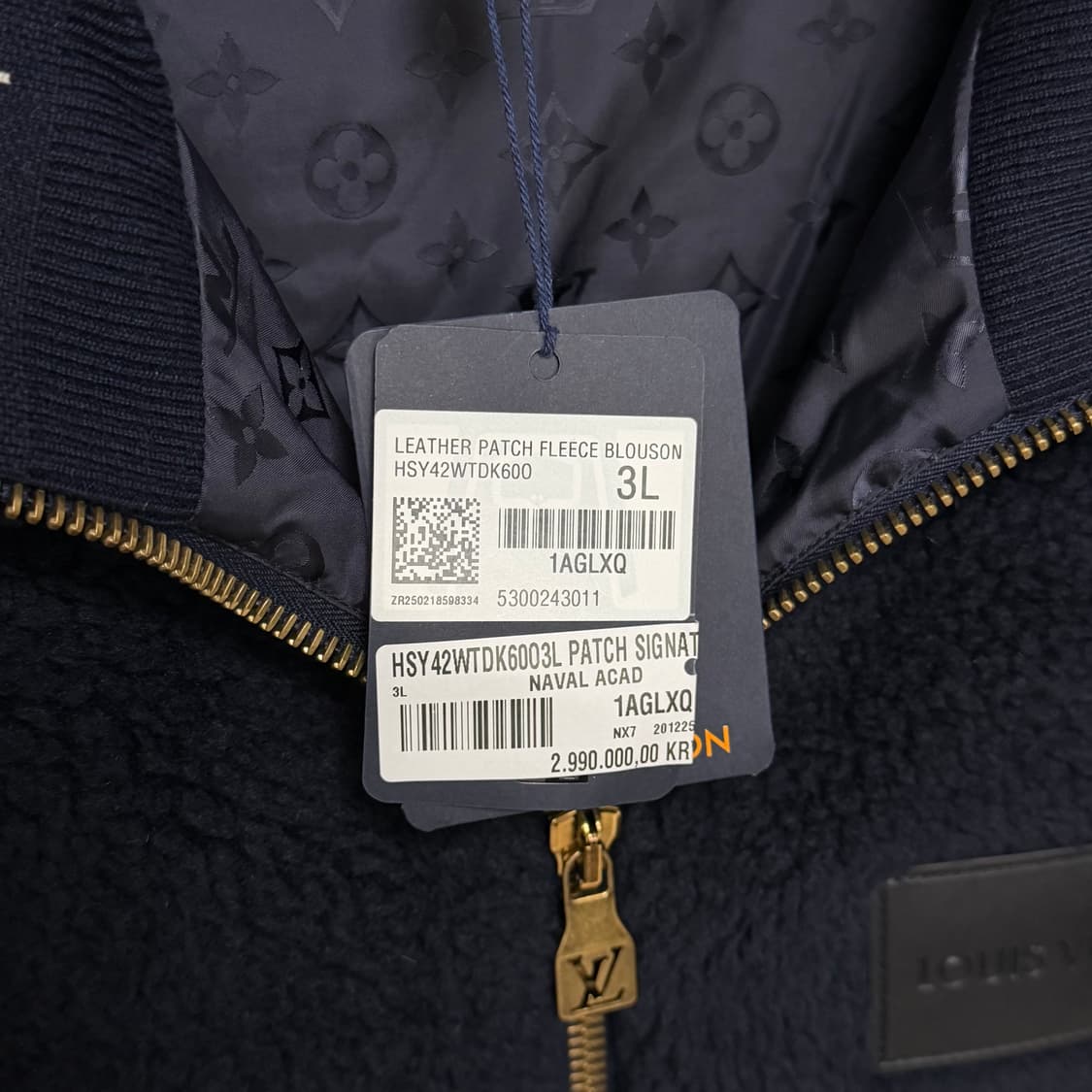 [미사용/2XL] 25FW 루이비통 레더패치 플리스 블루종 자켓 상품이미지8