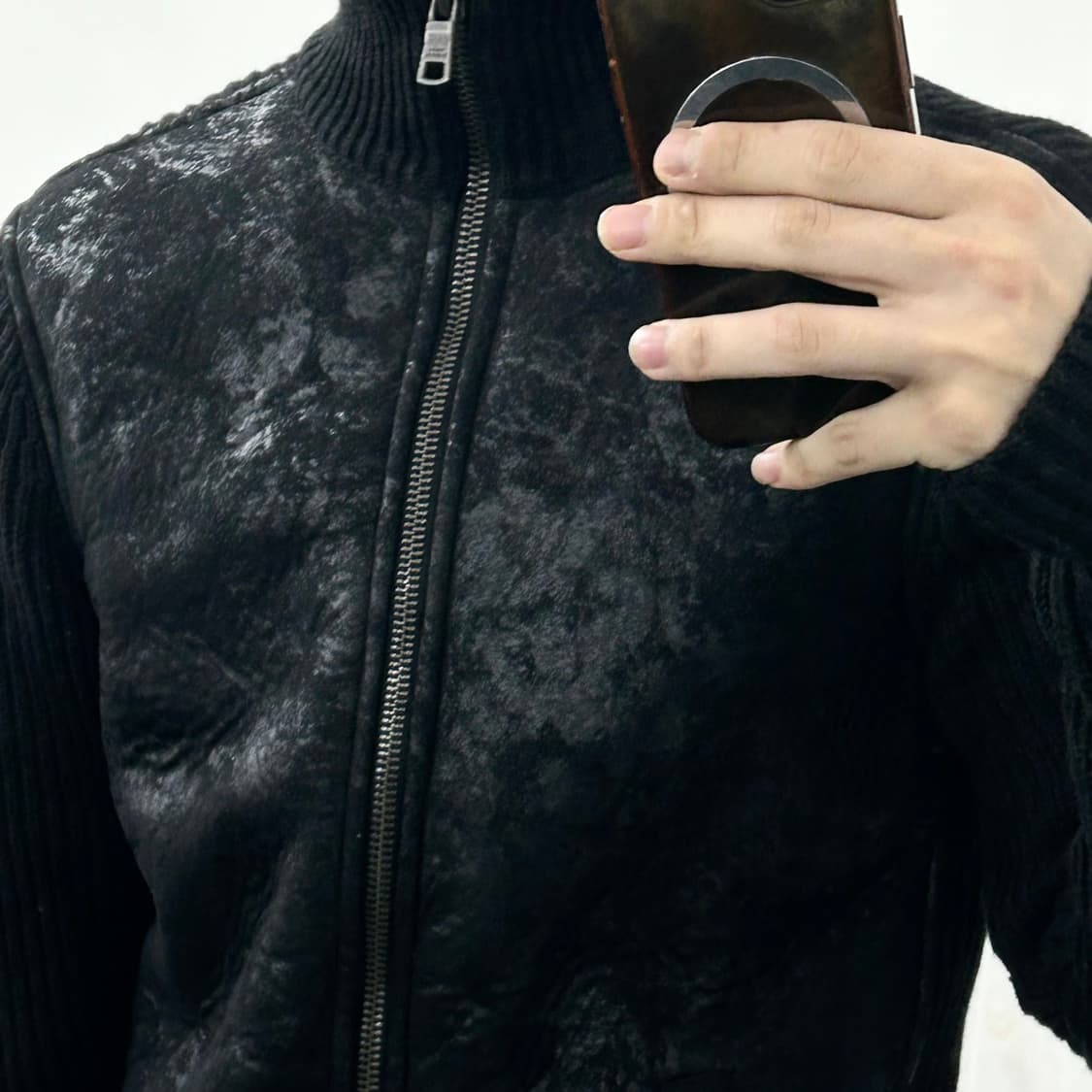 아르마니 익스체인지 스웨이드 텍스처 블랙 프로스트 자켓 상품이미지4