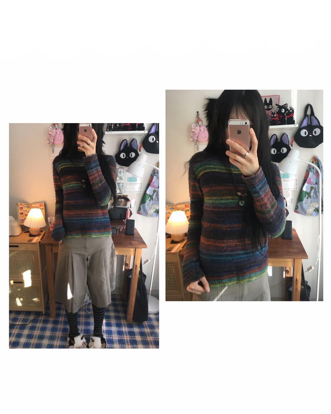 vintage two-way stripe knit rainbow 상품이미지1