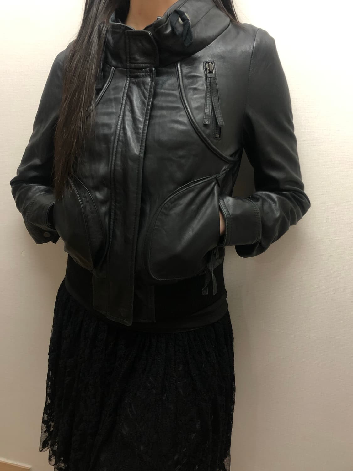 빈티지 블랙 펑크 양가죽 자켓 상품이미지3