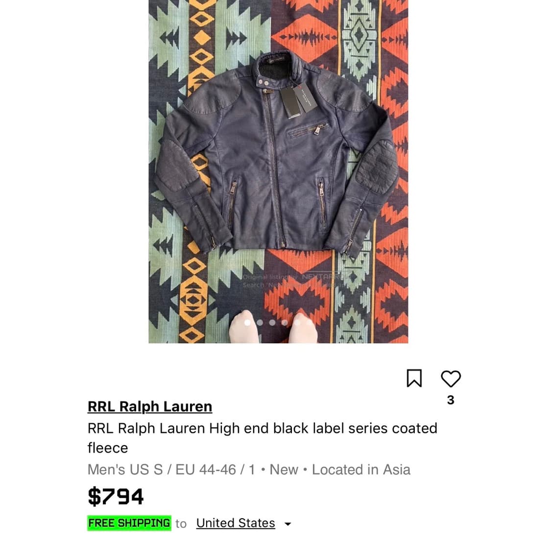 랄프로렌 블랙라벨 코팅 바이커 자켓 상품이미지2