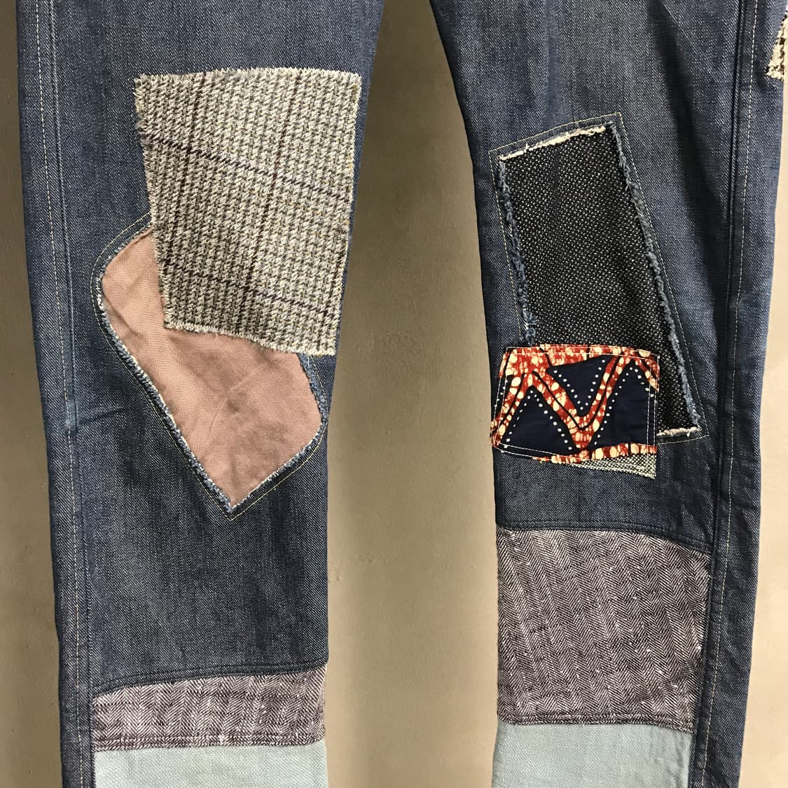 준야와타나베 패치워크 데님 팬츠 S 상품이미지5