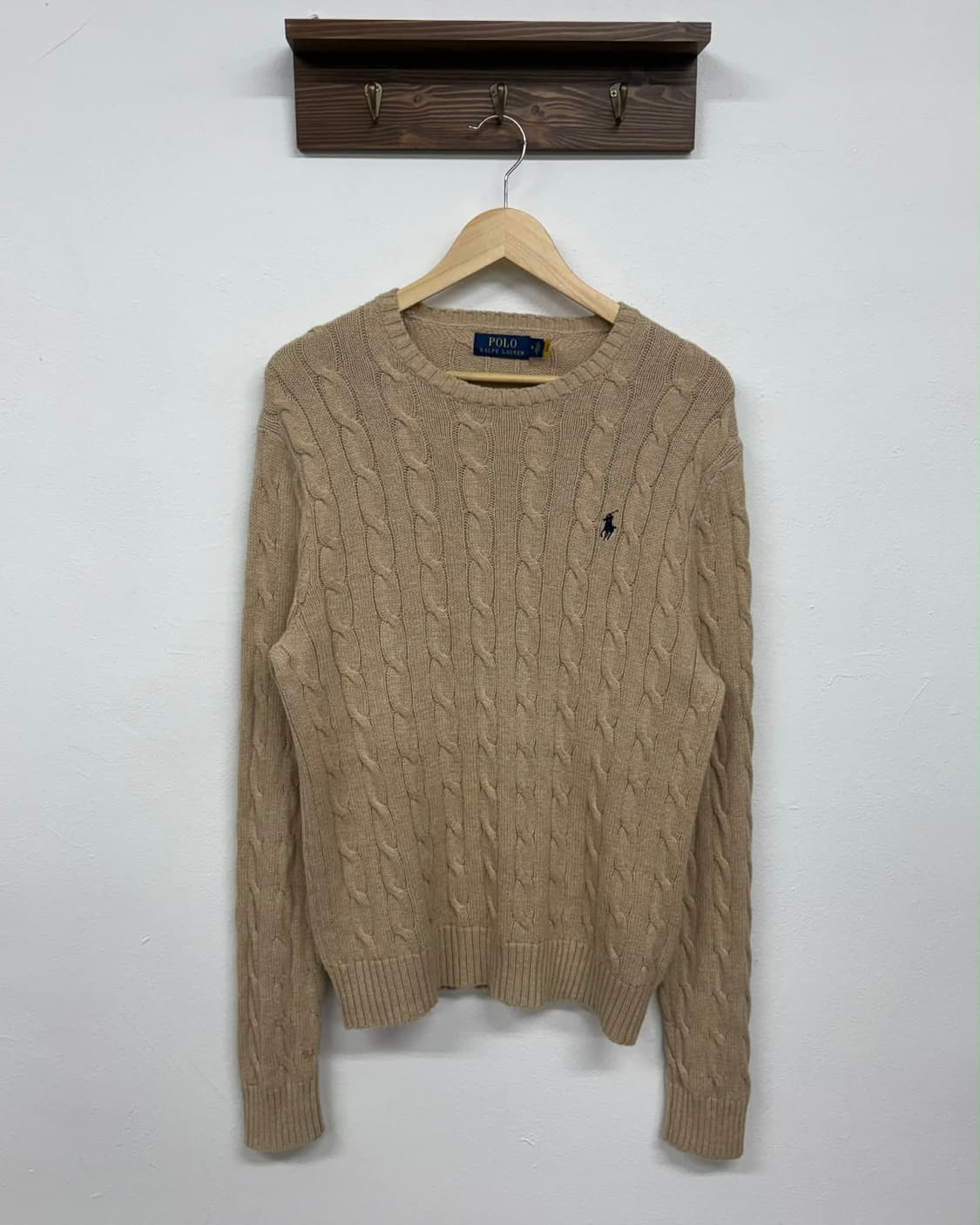 [M] 폴로 랄프로렌 베이지 코튼 케이블 니트 스웨터 상품이미지1