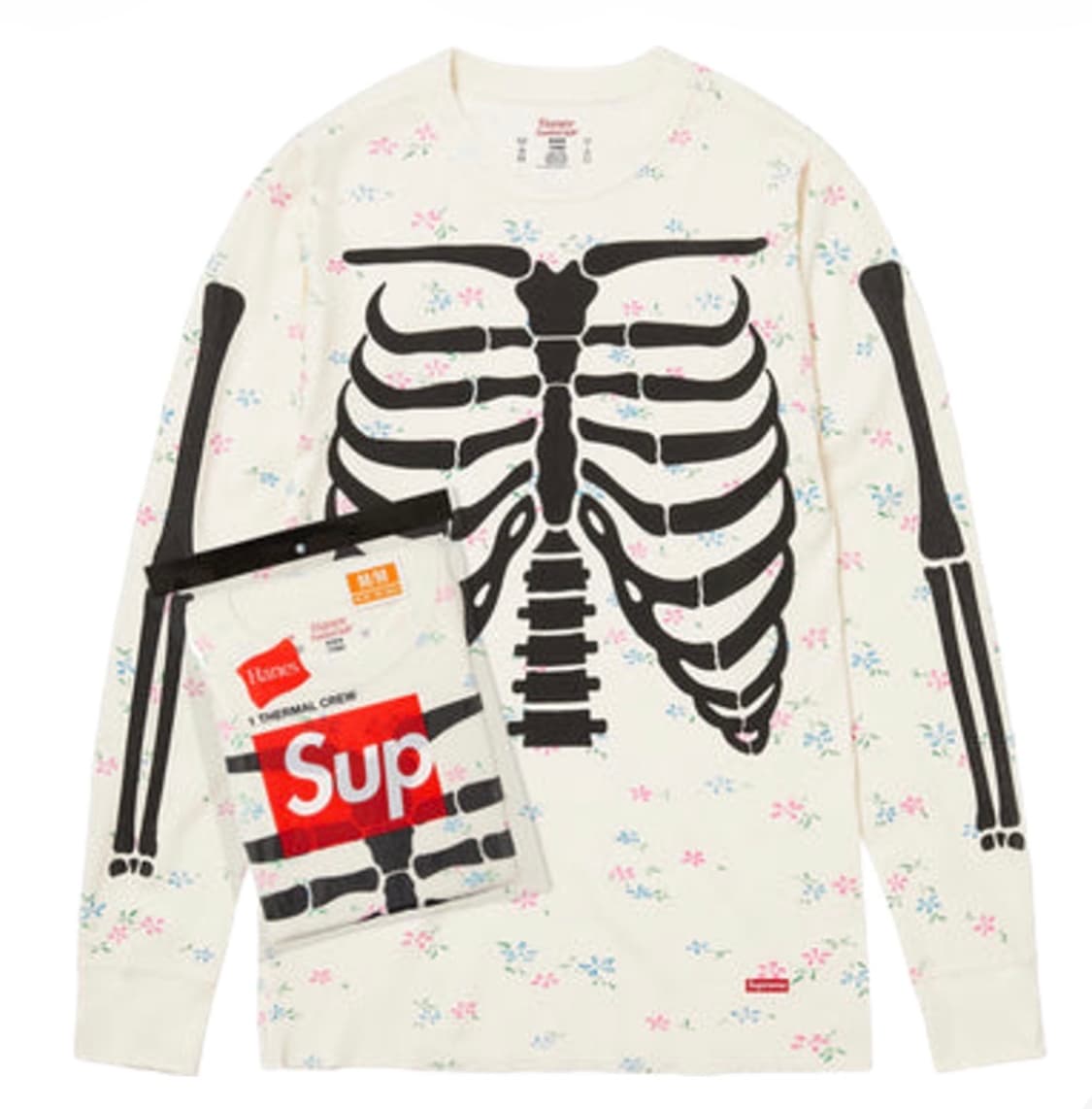 [L] 슈프림 헤인즈 본즈 써멀 크루 플로럴 라지 새상품 상품이미지1