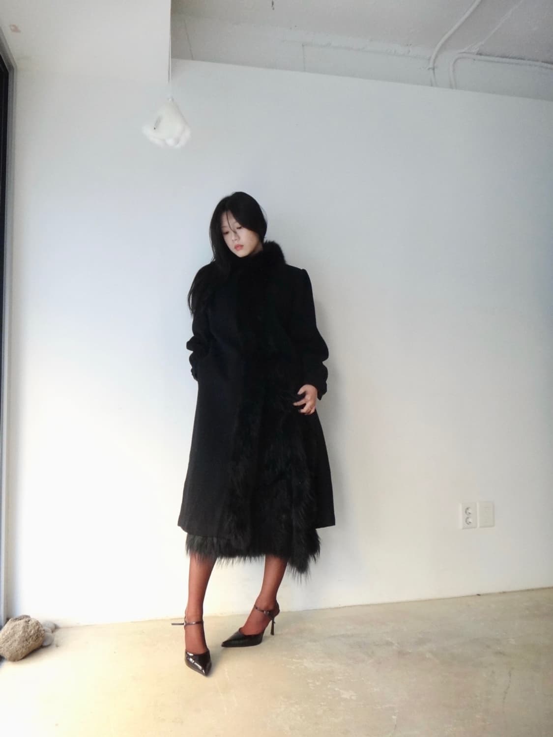 Queen tailor fur long coat / black 상품이미지5