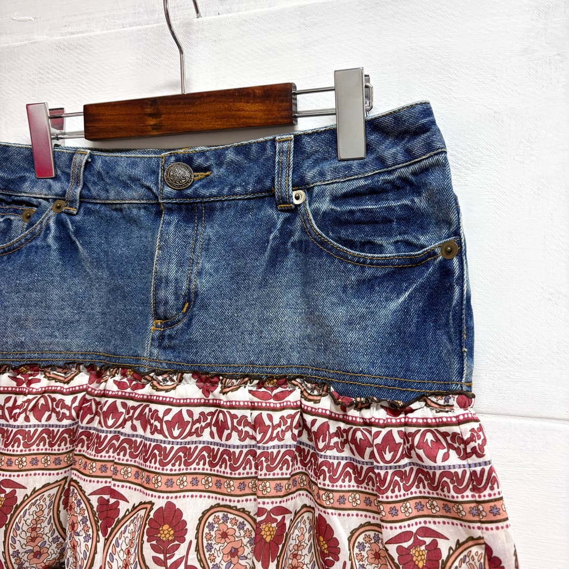 C.O.L.Z.A 패치워크 히피 캉캉 데님 스커트 JPN L 상품이미지2