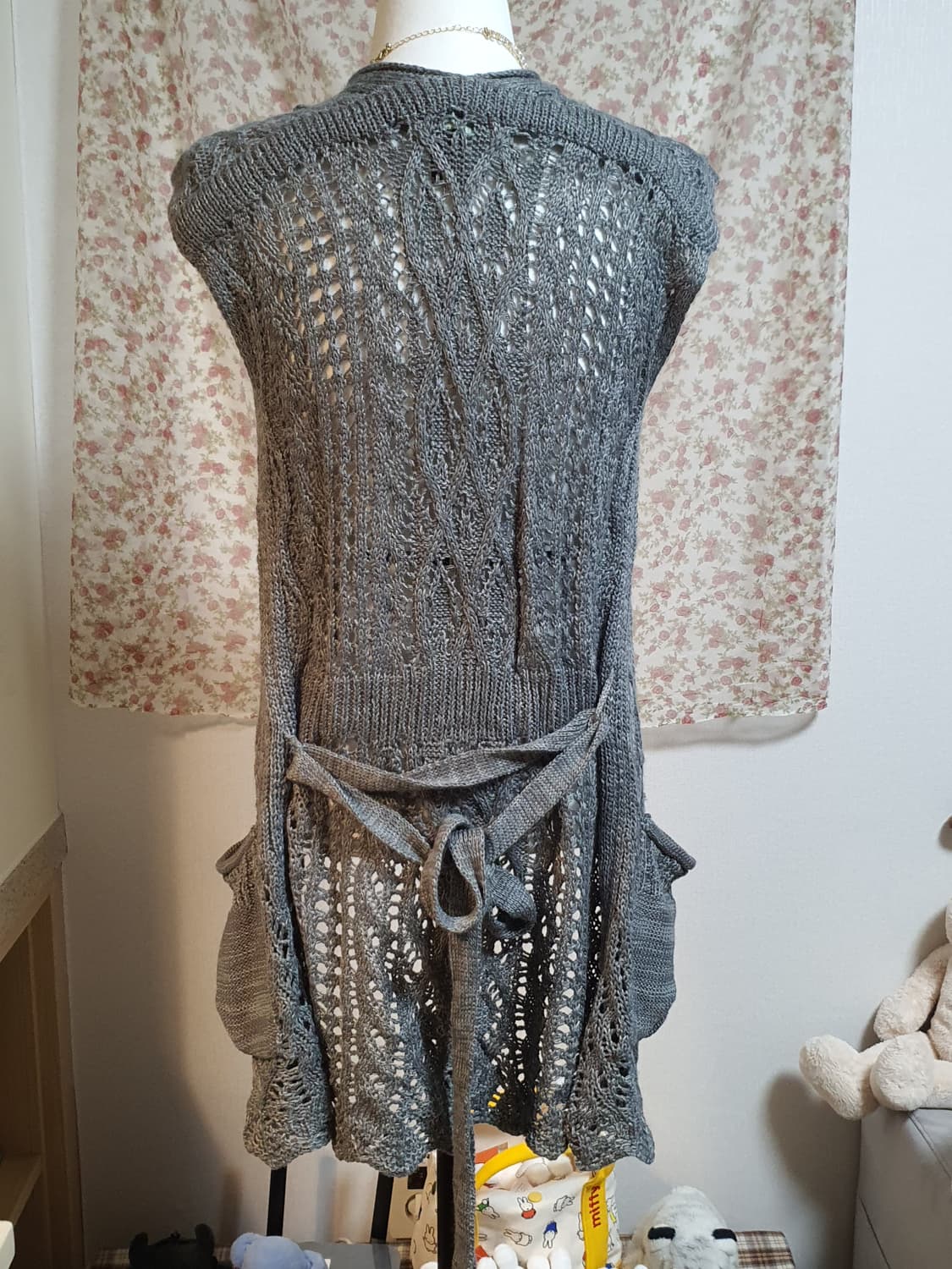 [모리걸] JIUM 회색 니트 조끼 가디건 상품이미지4