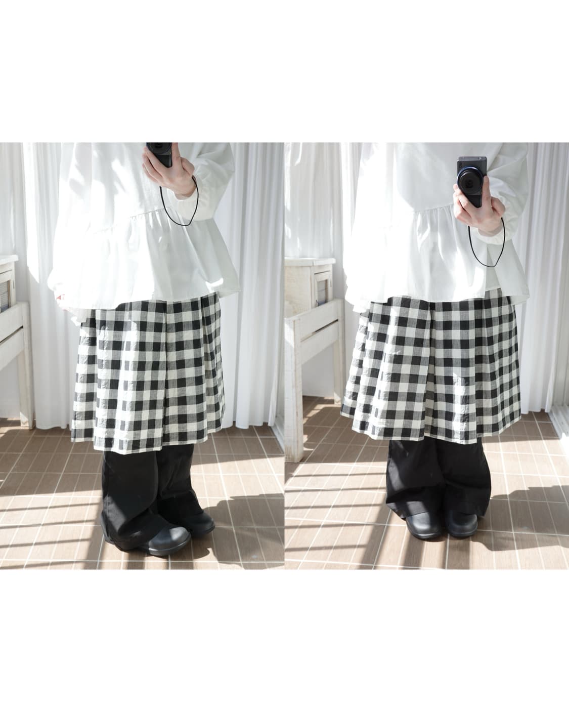 Check pintuck skirt 상품이미지1