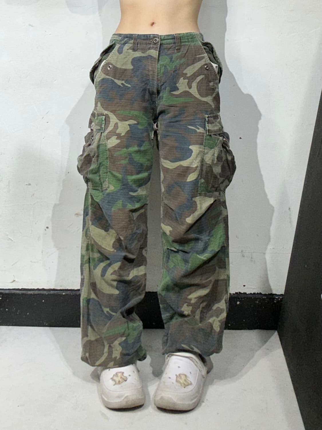 빈티지 카키 와이드 립스타 밀리터리 카고 팬츠   상품이미지2