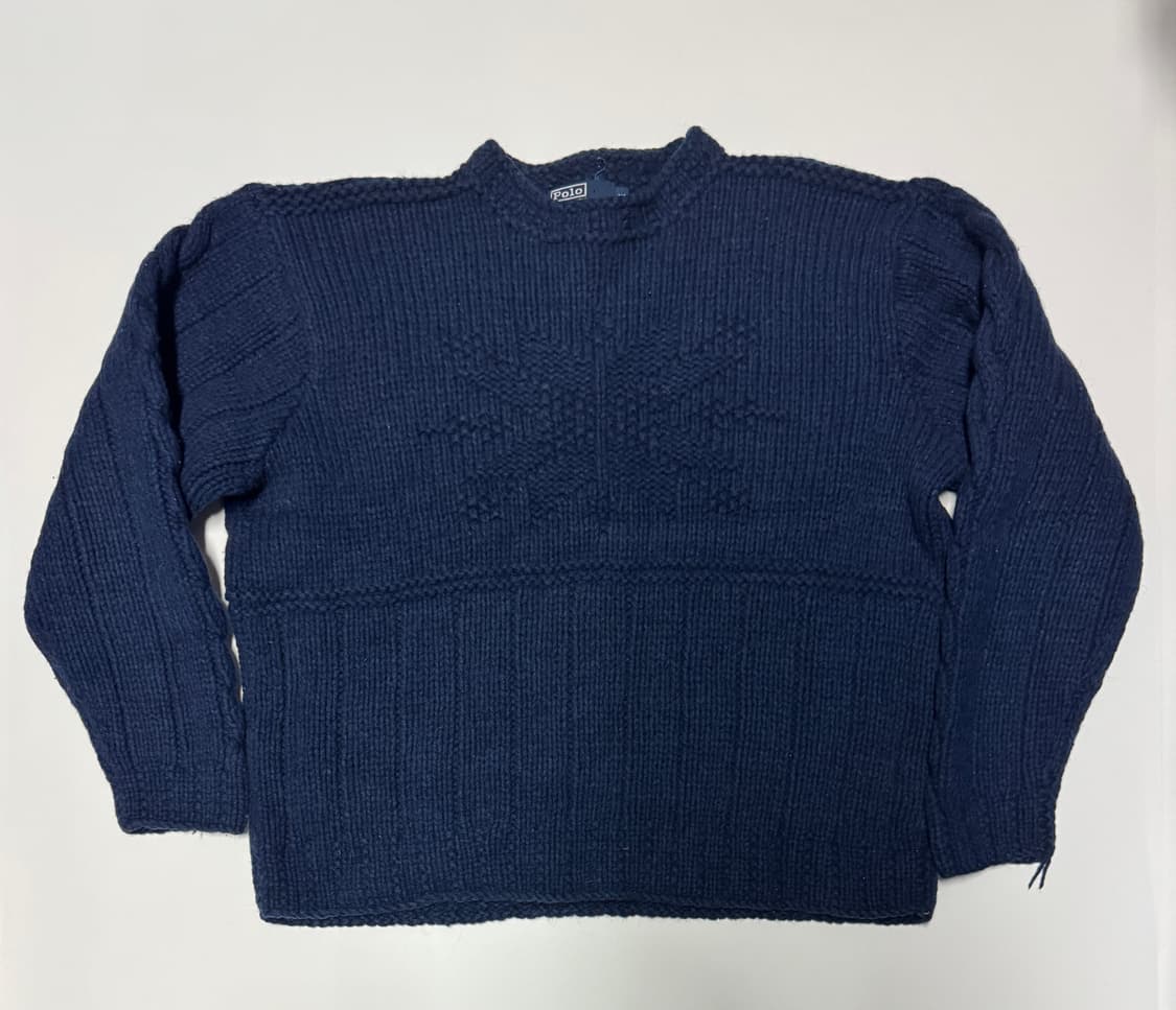 희귀!! 폴로 랄프로렌 90s 핸드 니트 스웨터 XL 네이비 상품이미지1