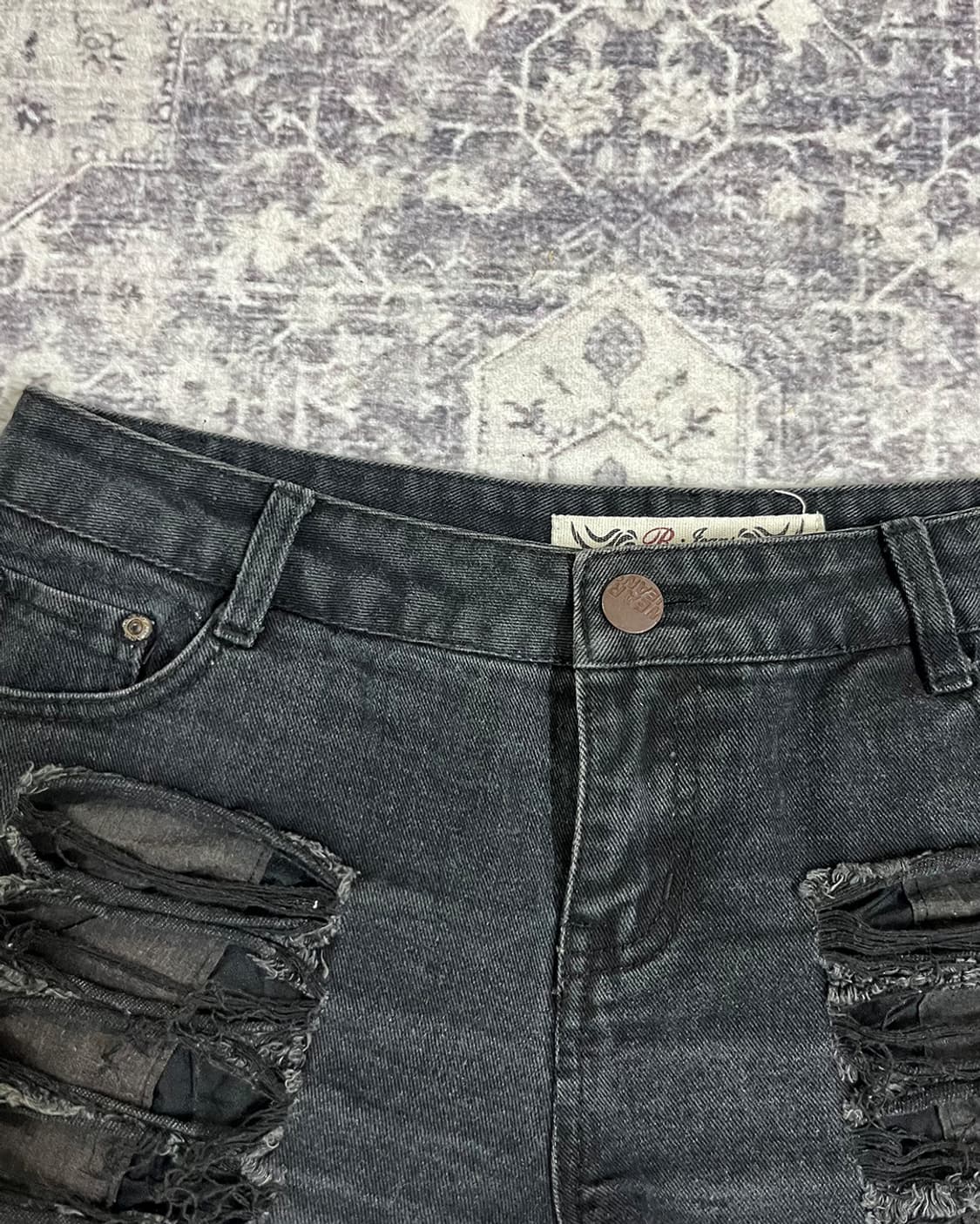 Distressed Black Denim Micro Short 상품이미지5