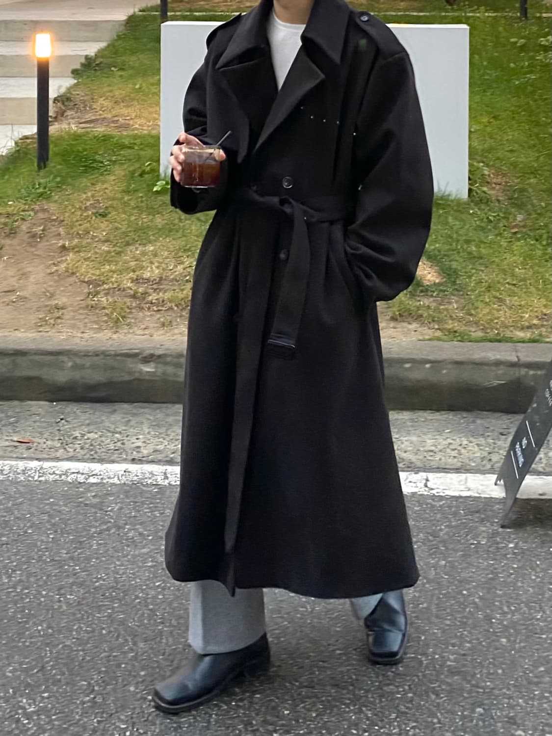 센트마켓 하이넥 로브 트렌치코트 BLACK 상품이미지6