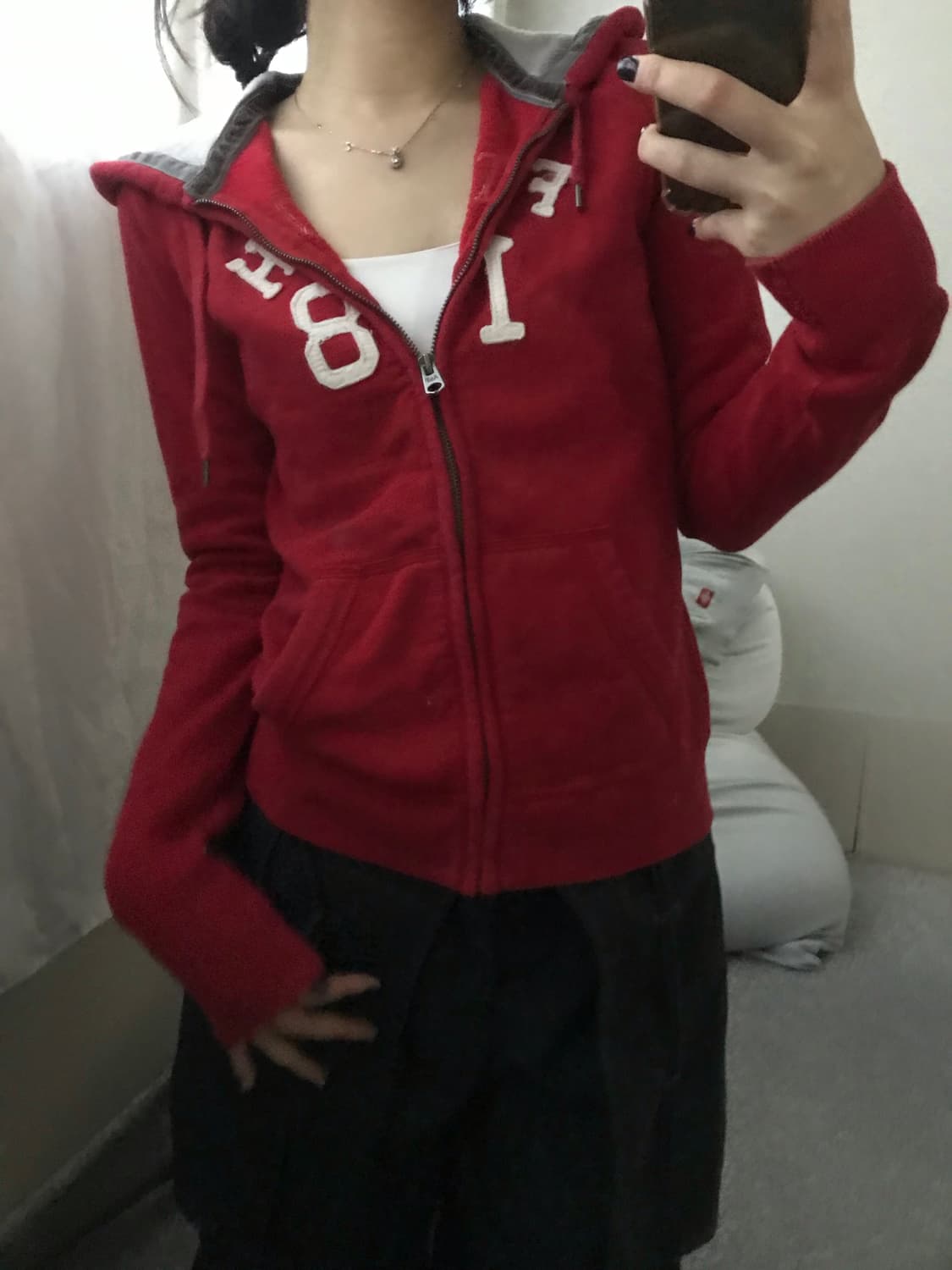 아베크롬비 레드 딱붙핏 후드집업 상품이미지2