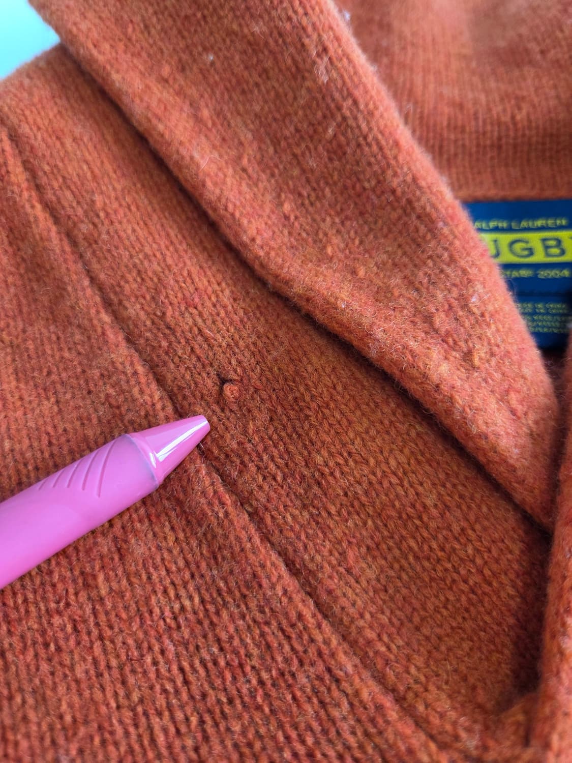 랄프로렌 럭비 숄카라 울 니트 오렌지 S 상품이미지10