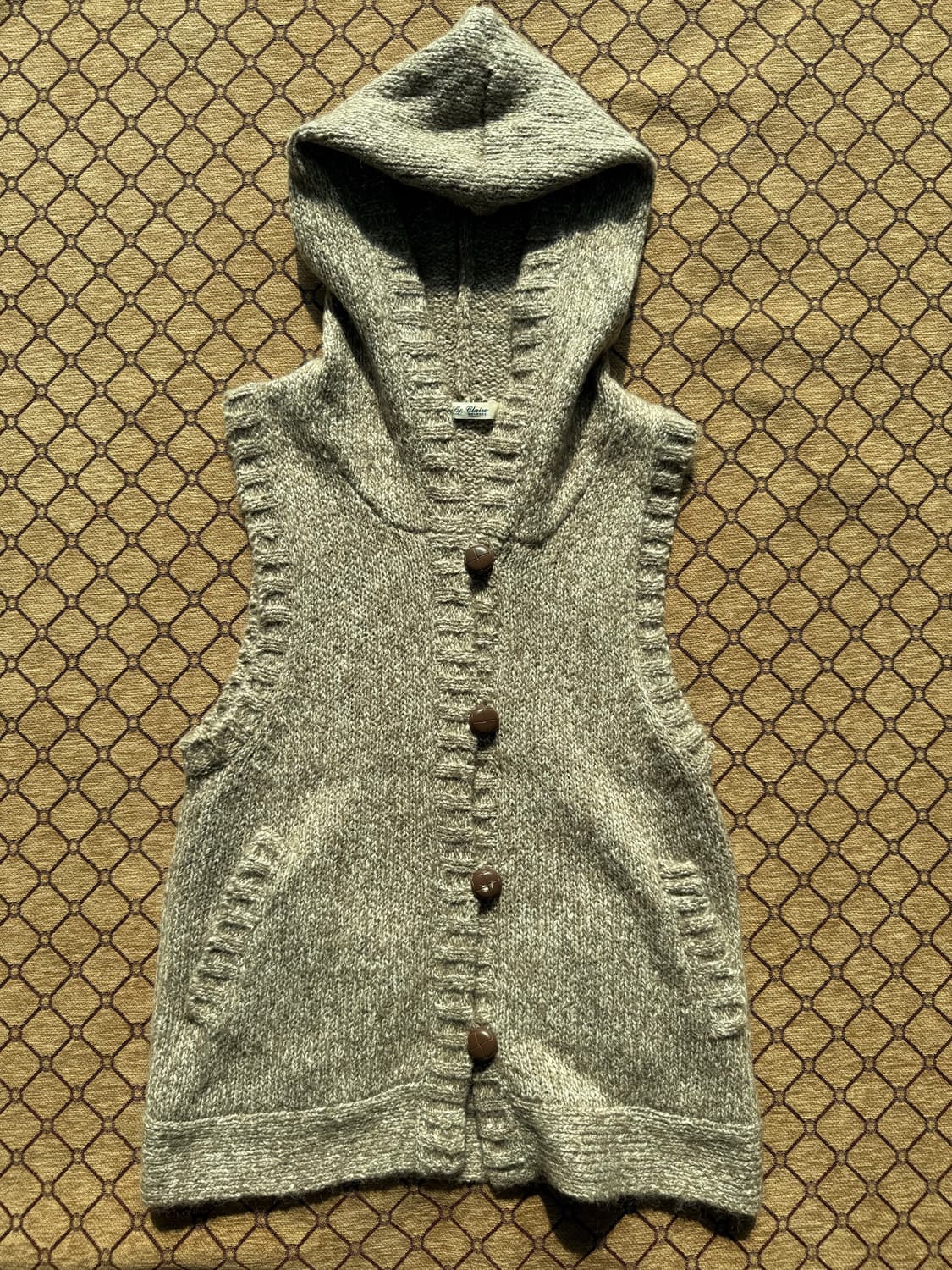 브라운 후드 니트 베스트 상품이미지2