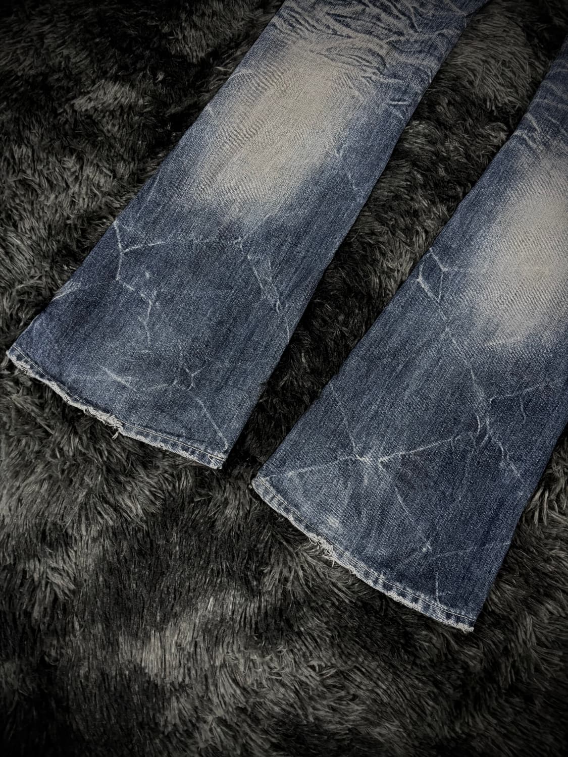 Gostar de fuga 물결 워싱 데미지 중청 부츠컷 팬츠 상품이미지8