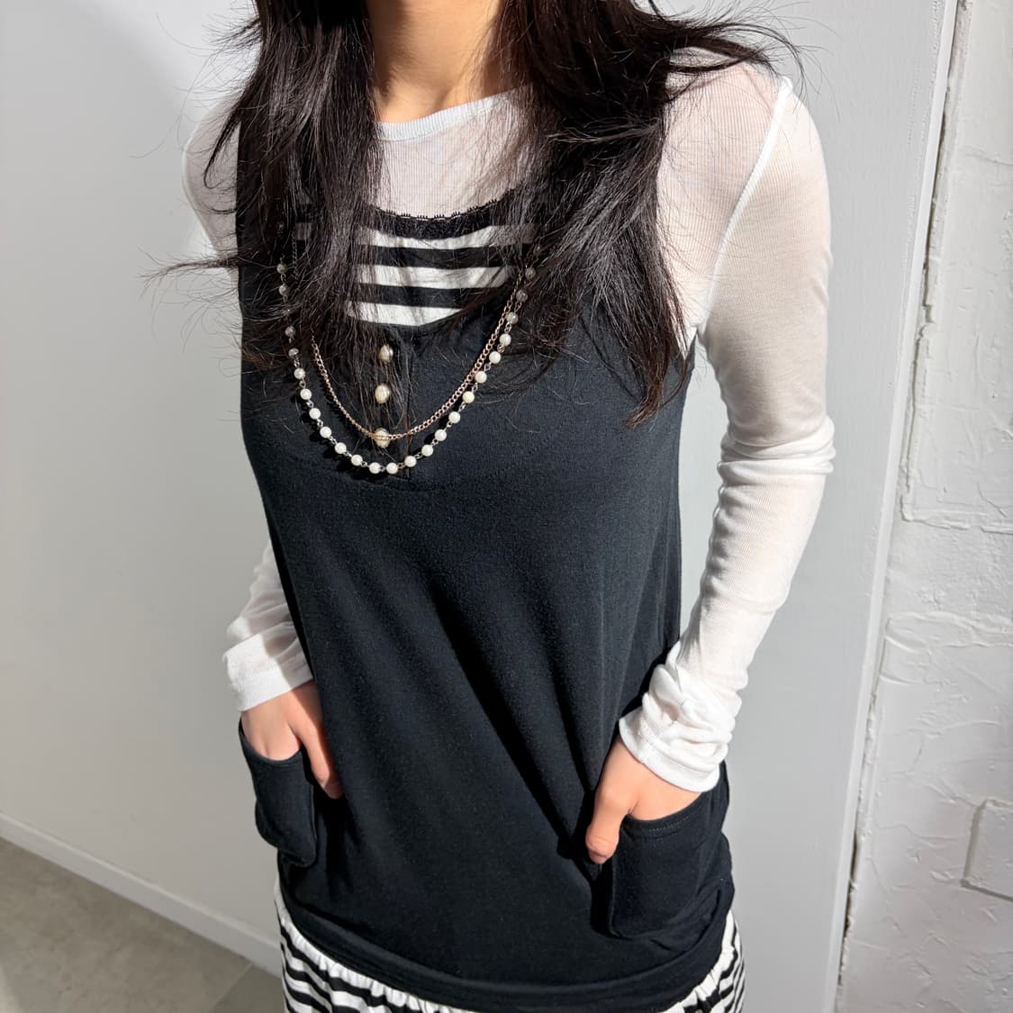 J-honey 레이어드 진주 나시 상품이미지3