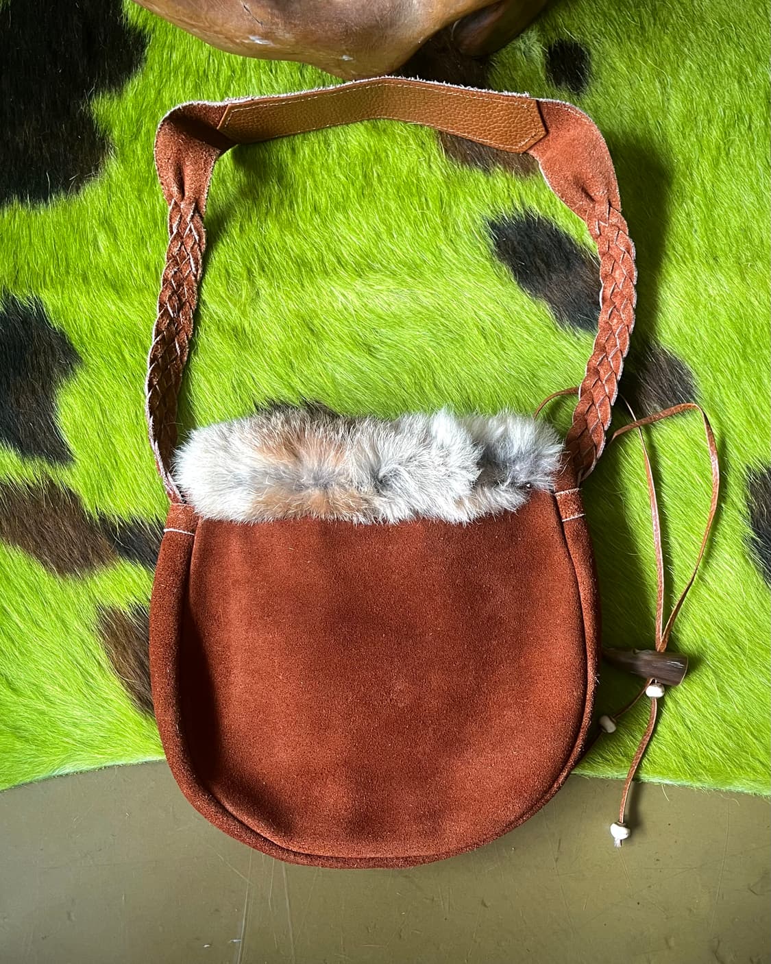 80-90s J&R Real Rabbit Fur & Cowhide Bag 상품이미지9