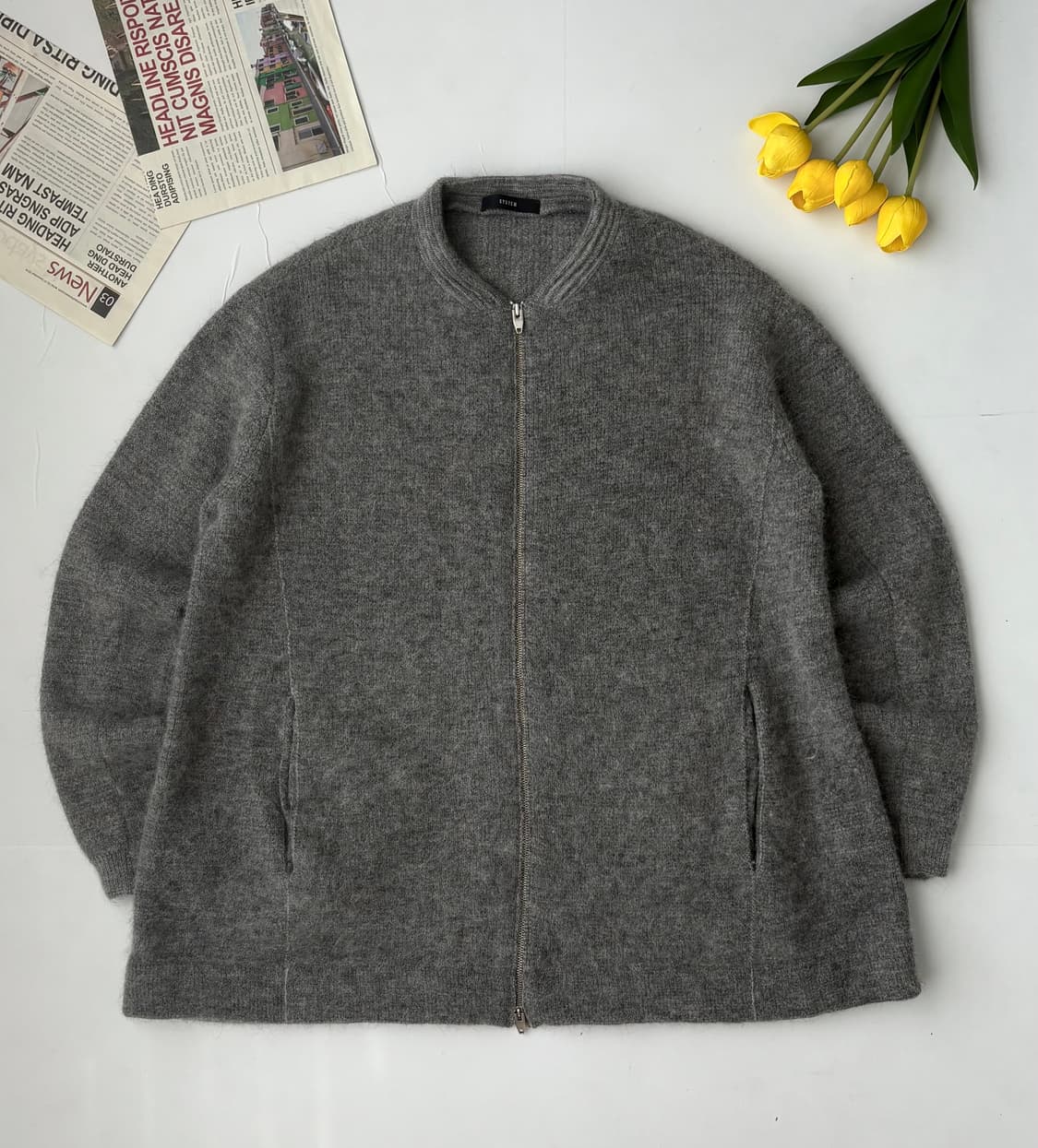 System 시스템 그레이 울 집업 투웨이 가디건 상품이미지2