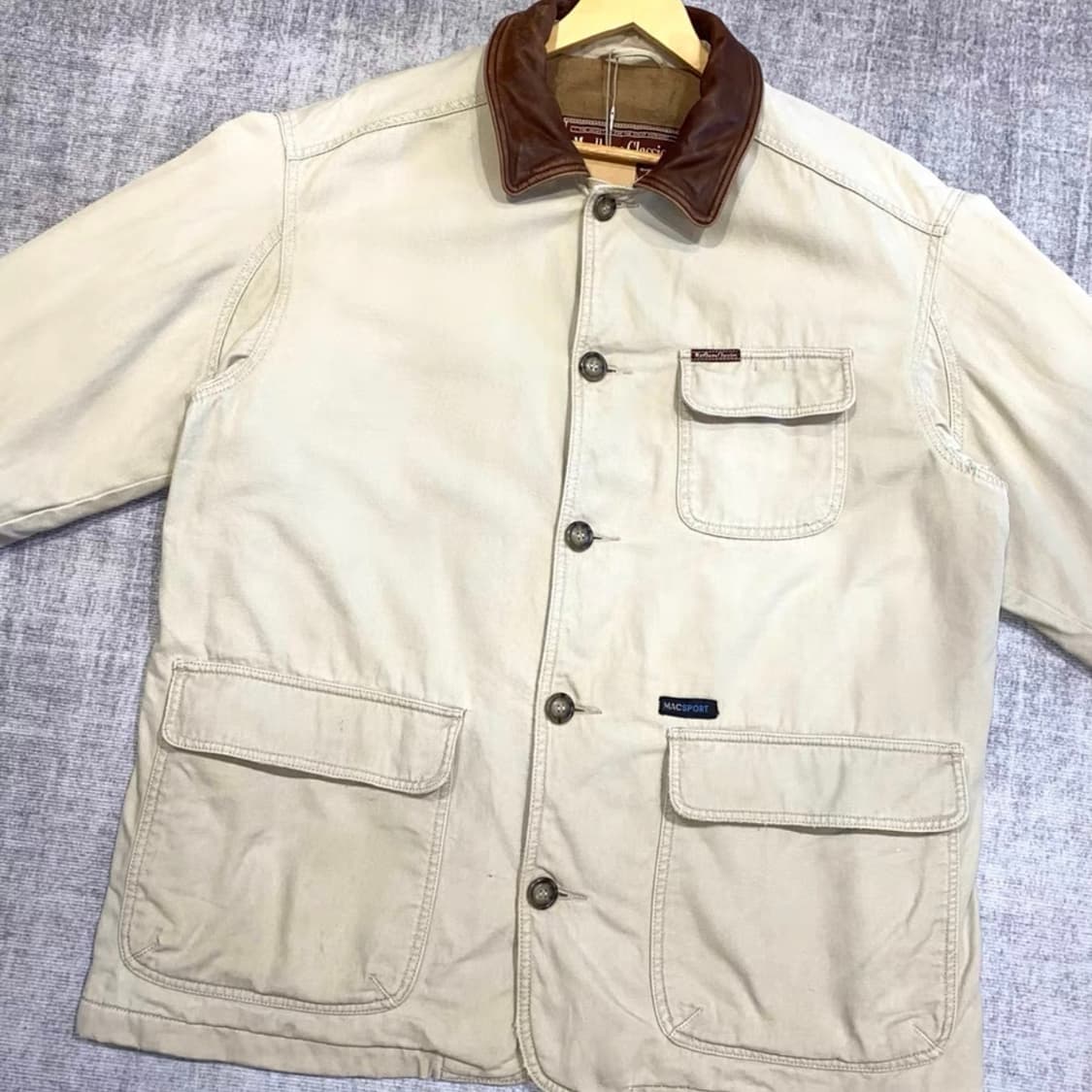 빈티지 말보로 가죽 카라 배색 헌팅 자켓 상품이미지2