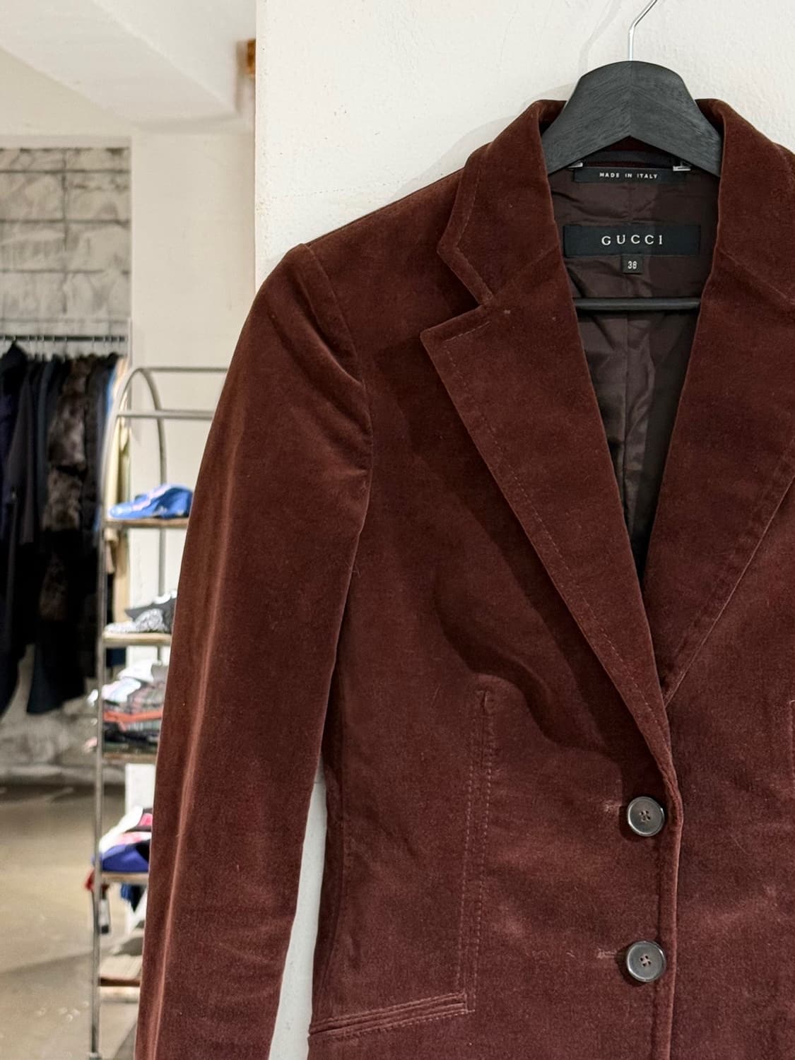구찌 브라운 벨벳 2B 블레이저 자켓 상품이미지2