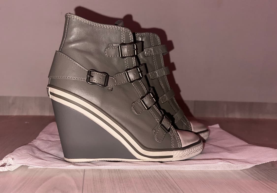 ash 웨지힐 레더 스니커즈 애쉬베이지 모카베이지 37 상품이미지1