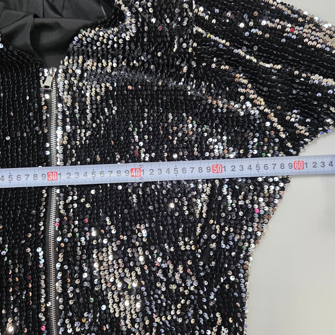 1660 ZARA BASIC 블랙 스팽글 집업 자켓 S 상품이미지4