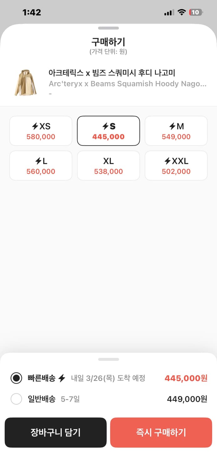 아크테릭스x빔즈 스쿼미시 후디 나고미 새상품 상품이미지3