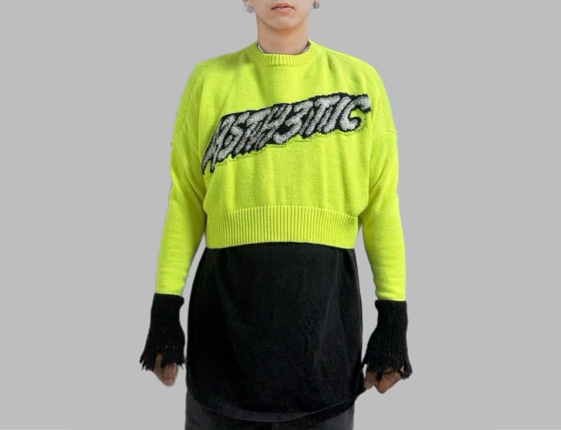 디젤 레몬 어센틱 로고 소매그런지 크롭니트 상품이미지1