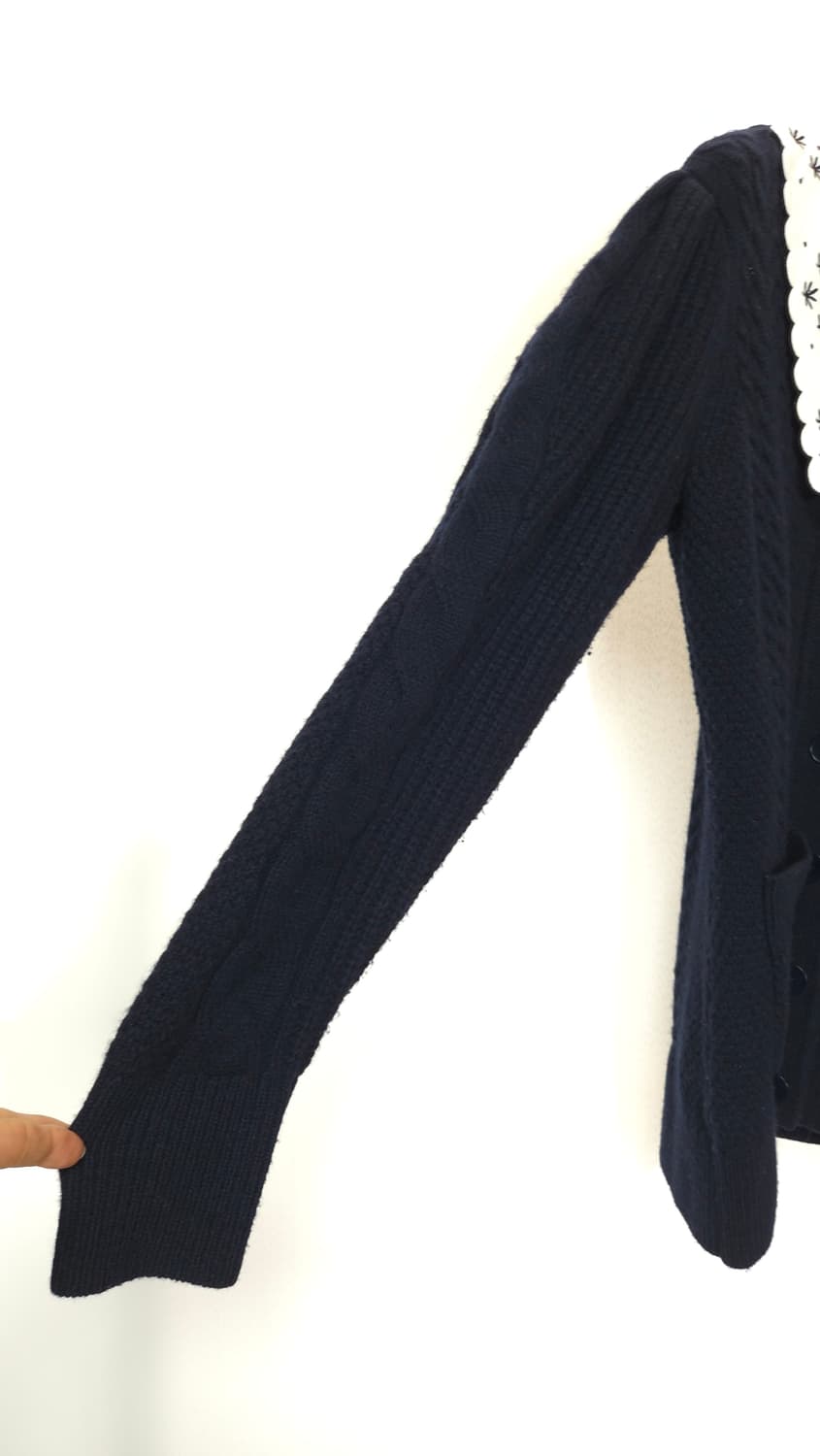 산드로 자수 카라 케이블 울 니트 가디건  1 사이즈 상품이미지6