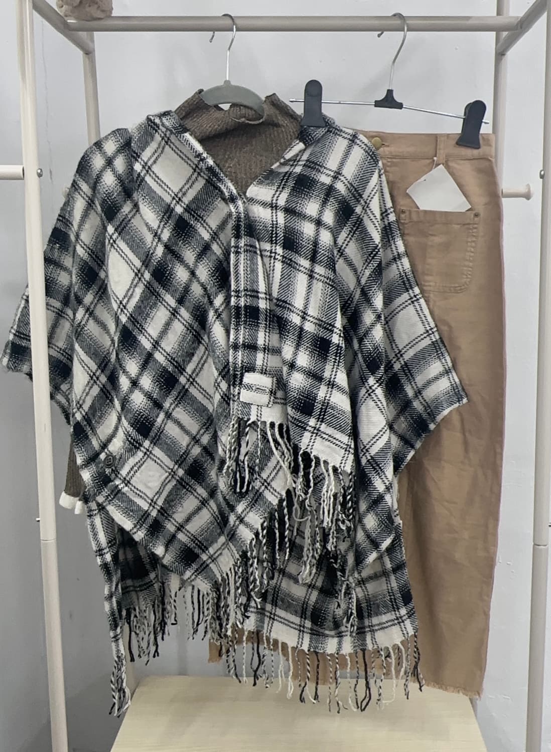 🍂사와코의 케이프 레이어드 코디세트🍂  망토 판초 체크 그런지 가을  상품이미지4