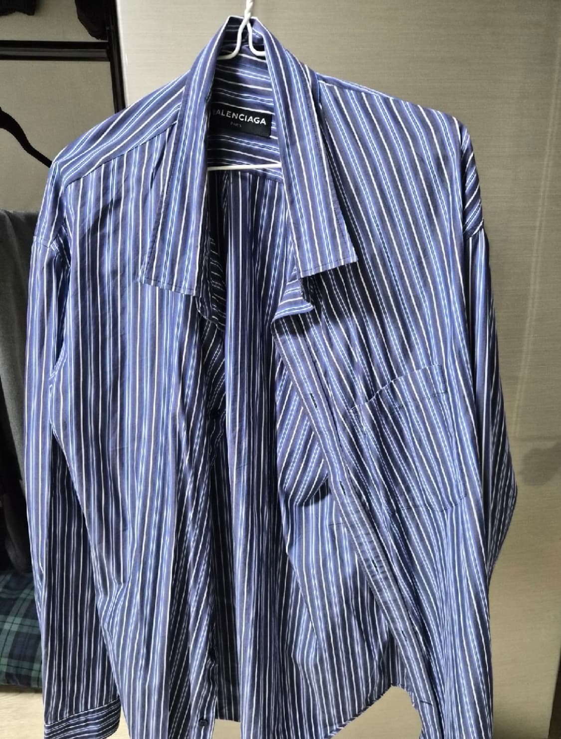 [발렌시아가/오버핏] 스트라이프 블루 코튼 셔츠 상품이미지1