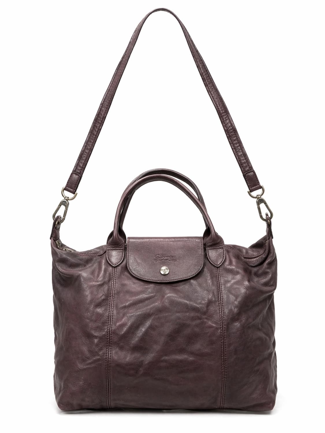 롱샴 르 플리아쥬 가죽 숄더백 (퍼플) 상품이미지1