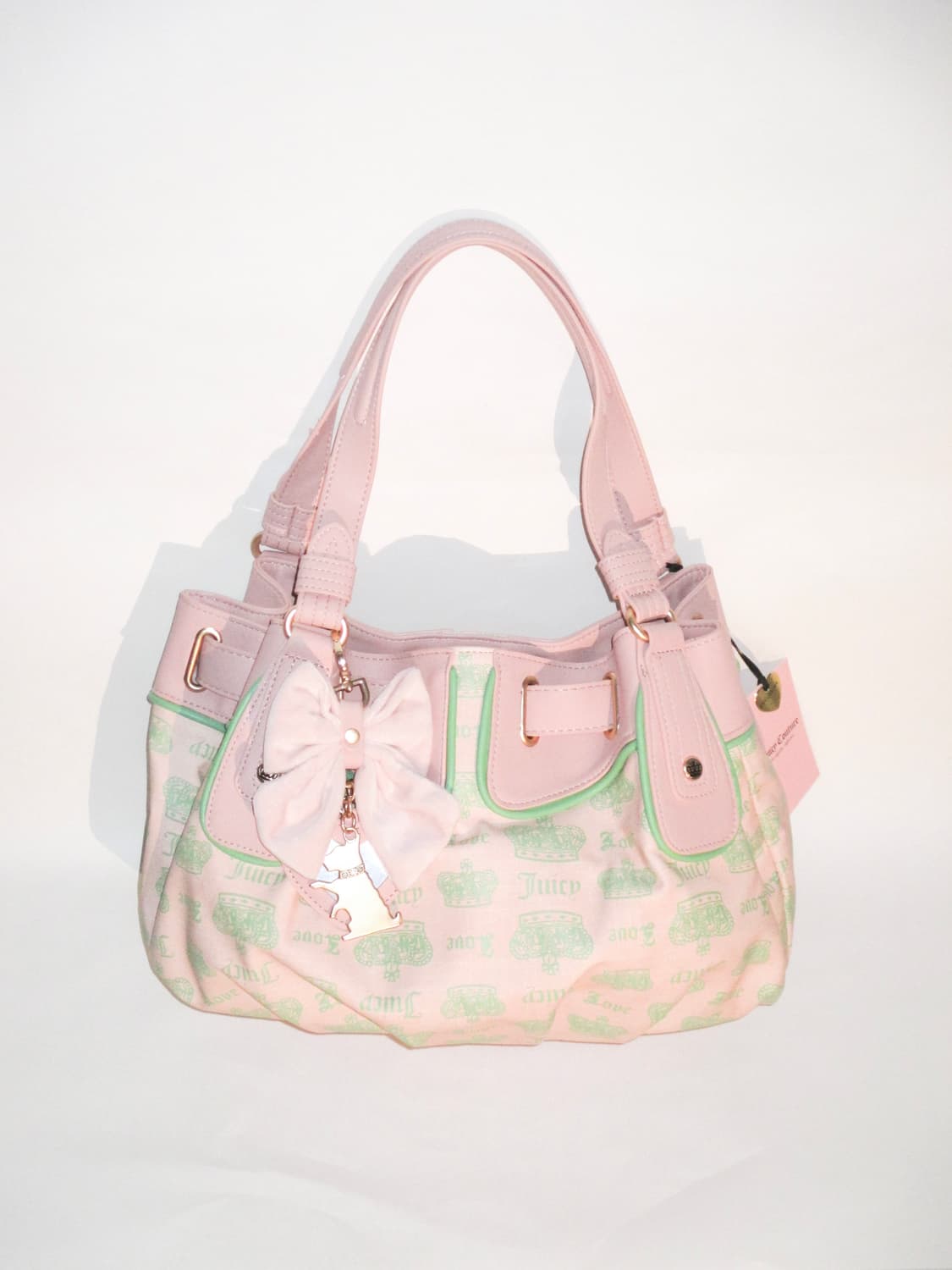쥬시 꾸뛰르 민트&핑크 레트로 캔디백 + 리본 챰 상품이미지1