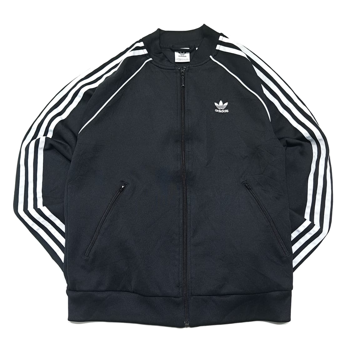 CK128 S 아디다스 트리코트 삼선 파이핑 블랙 집업 자켓 상품이미지1