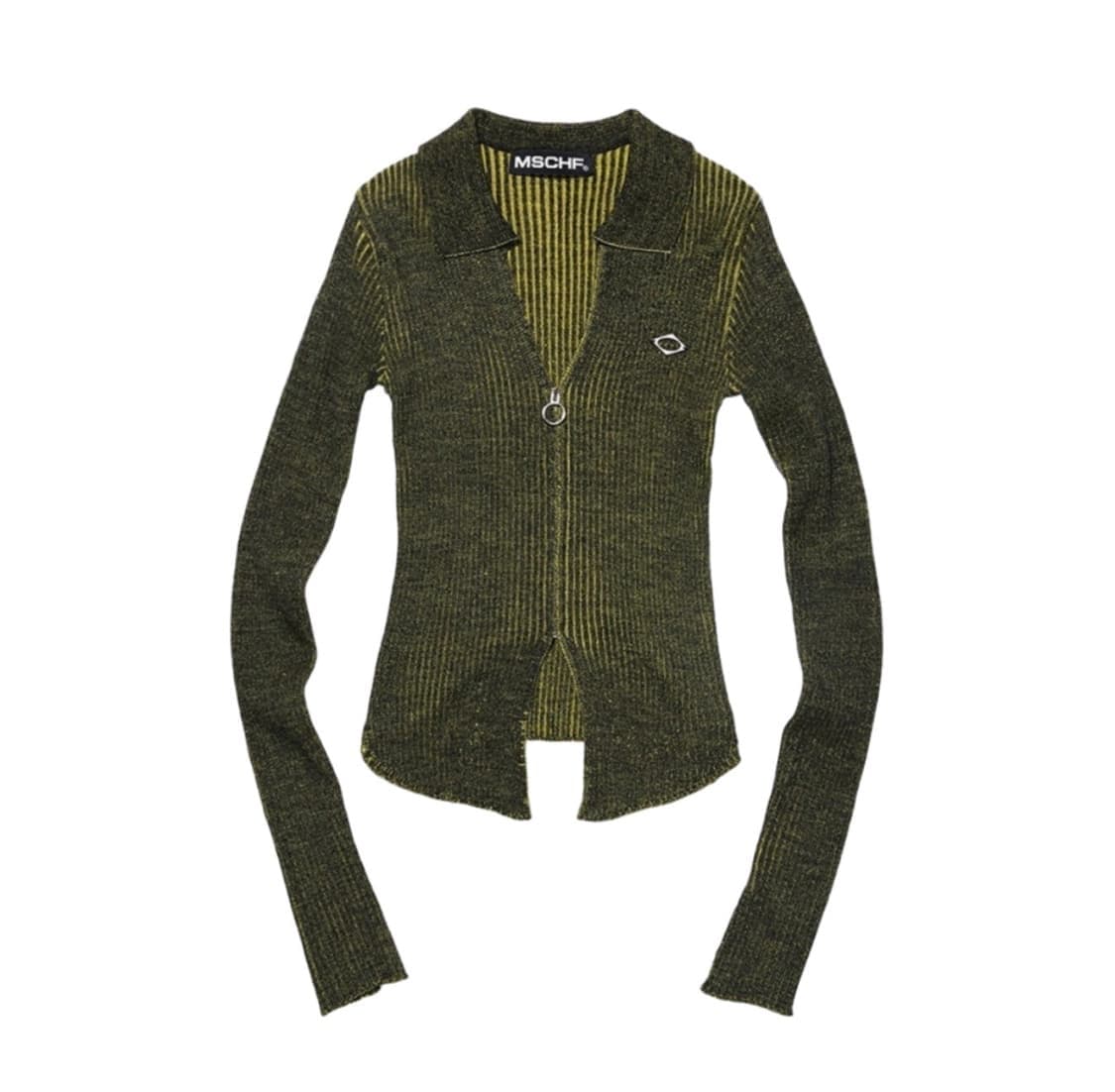 [S] 미스치프 니티드 투톤 셔츠 블랙 옐로우 상품이미지1