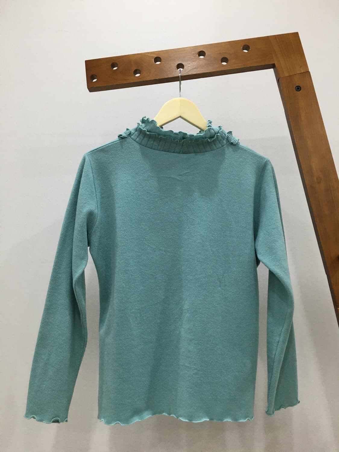 일본빈티지 프릴 민트 폴라니트 상품이미지2