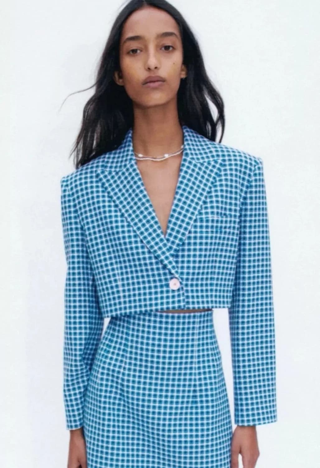 [상하세트]ZARA 자라 크롭 체크 블레이저 & 미니스커트 상품이미지2