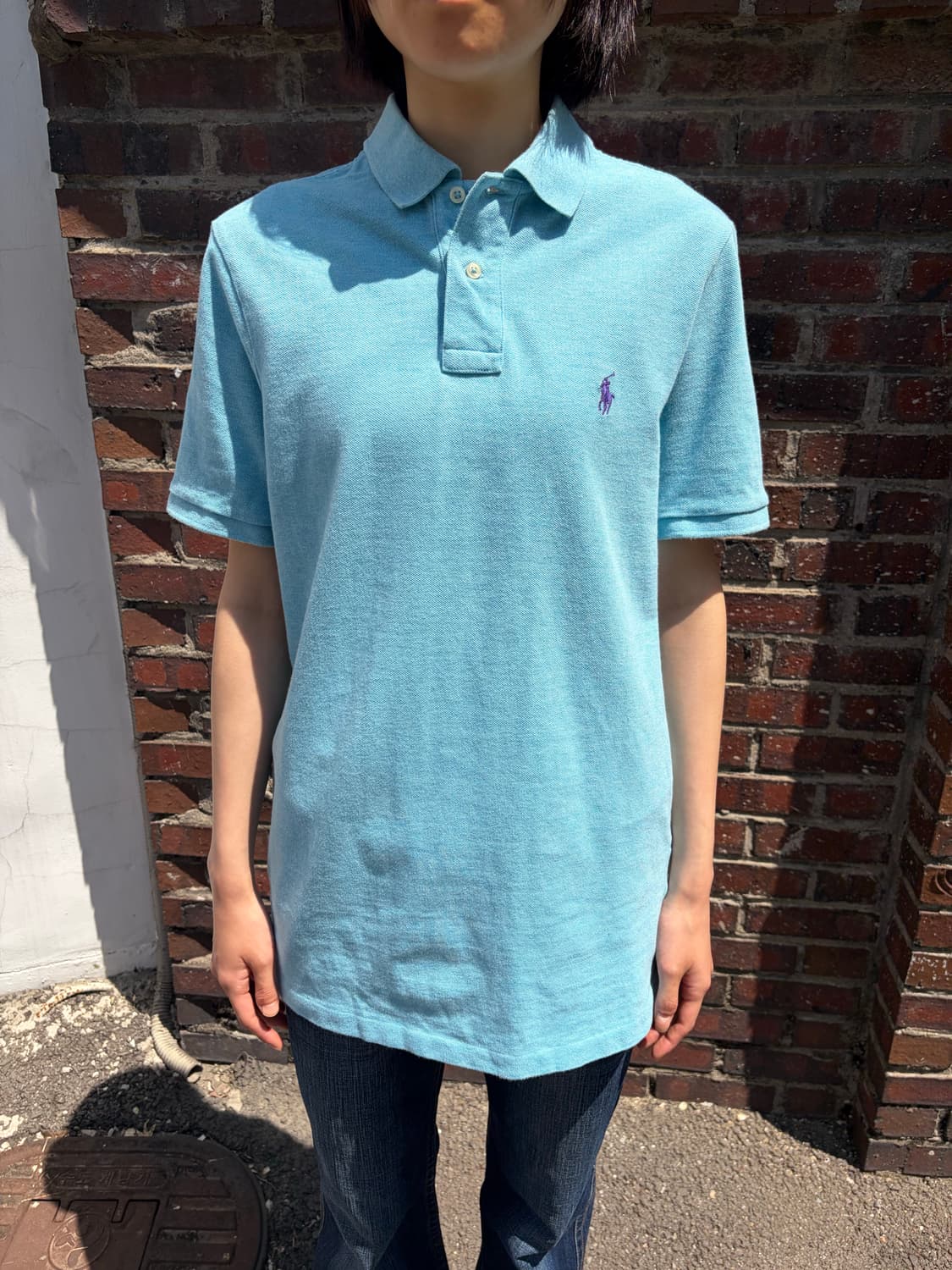 Polo Ralph Lauren 스카이블루 카라 반팔 티셔츠 S 상품이미지2