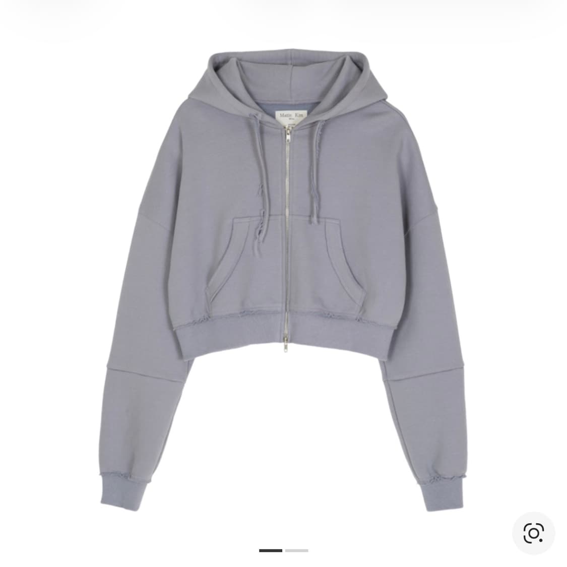 새상품) 마뗑킴 x 피치스 로고 그래픽 크롭 후디 집업 라일락 상품이미지1