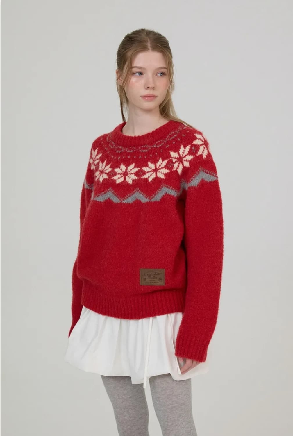 썸웨어버터 알파카 노르딕 니트 (크리스마스 레드 니트) 상품이미지1