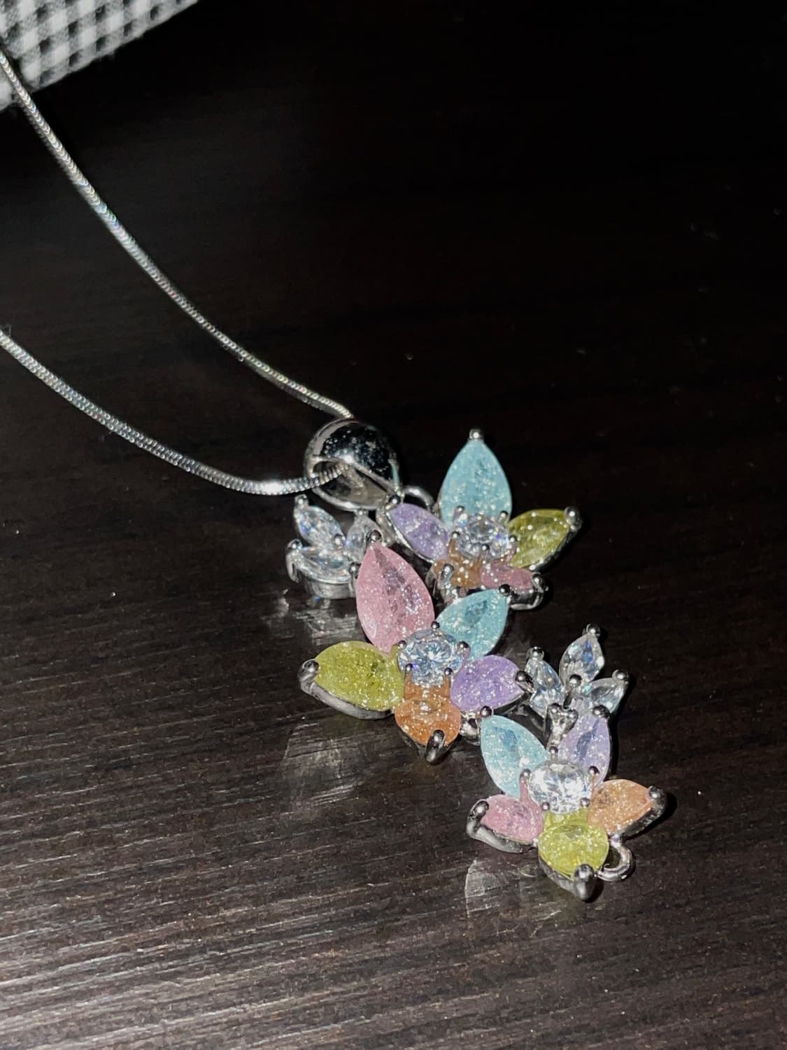 빈티지 페어리 플라워 큐빅 목걸이 상품이미지1