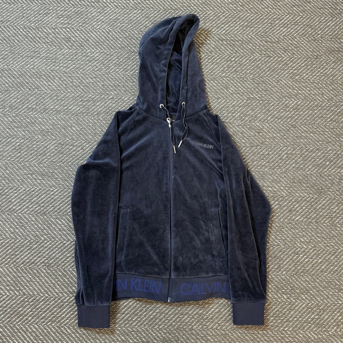 캘빈클라인 벨벳 후드집업 네이비 S 상품이미지1