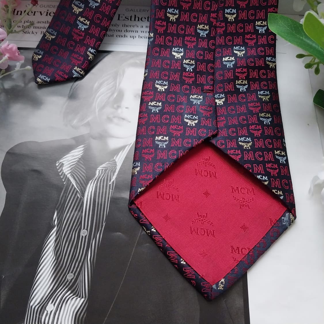 MCM 실크 퍼플 로고 올오버 넥타이 9.3cm A+등급 K1463
 상품이미지8