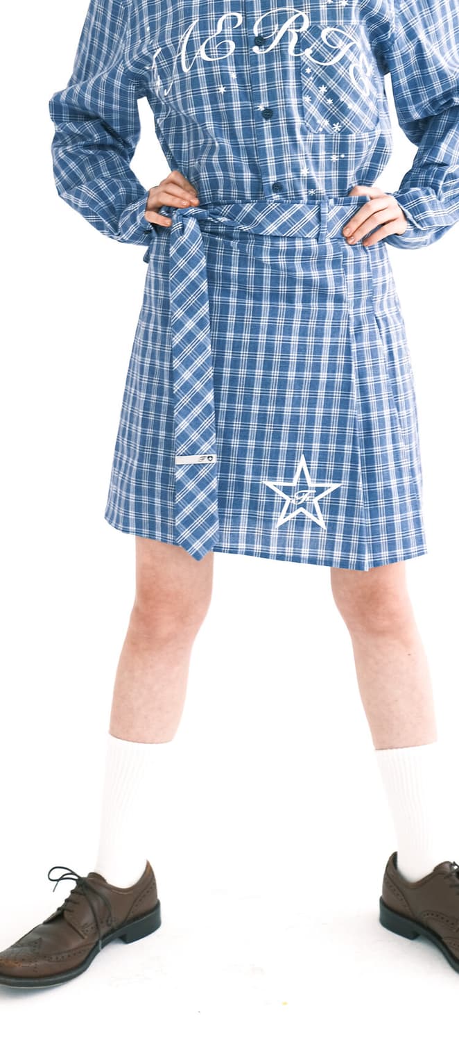 blue check academy pleats skirt (blue)  상품이미지3