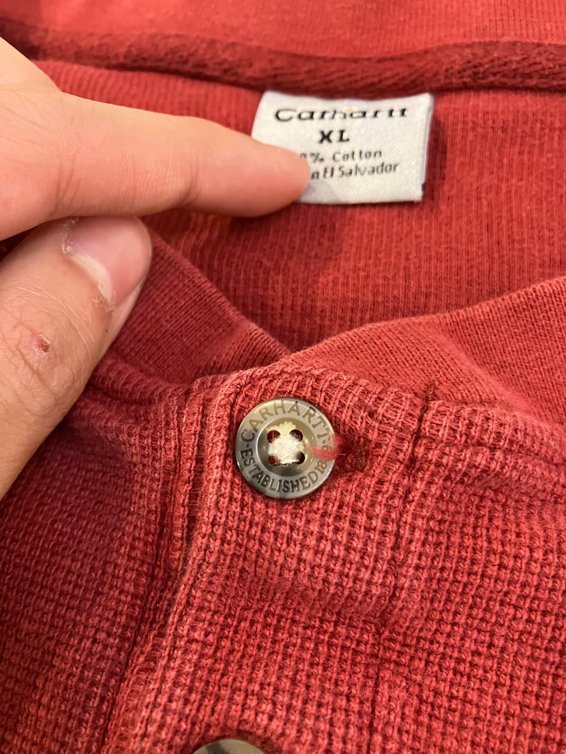칼하트 와플 헨리넥 롱슬리브 긴팔티 버건디 상품이미지3